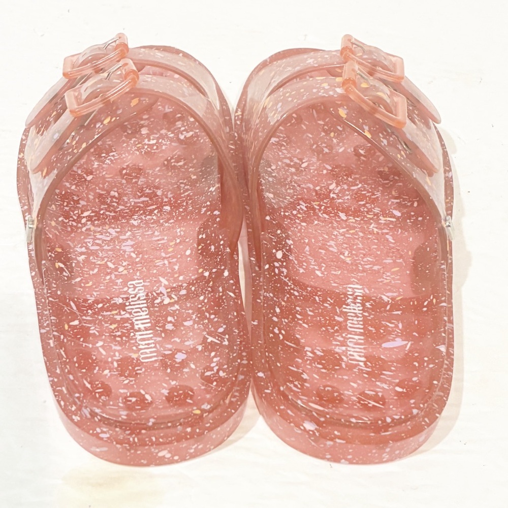 Mini Melissa Pink Glitter Jelly Slide Sandals - Picture 4 of 6